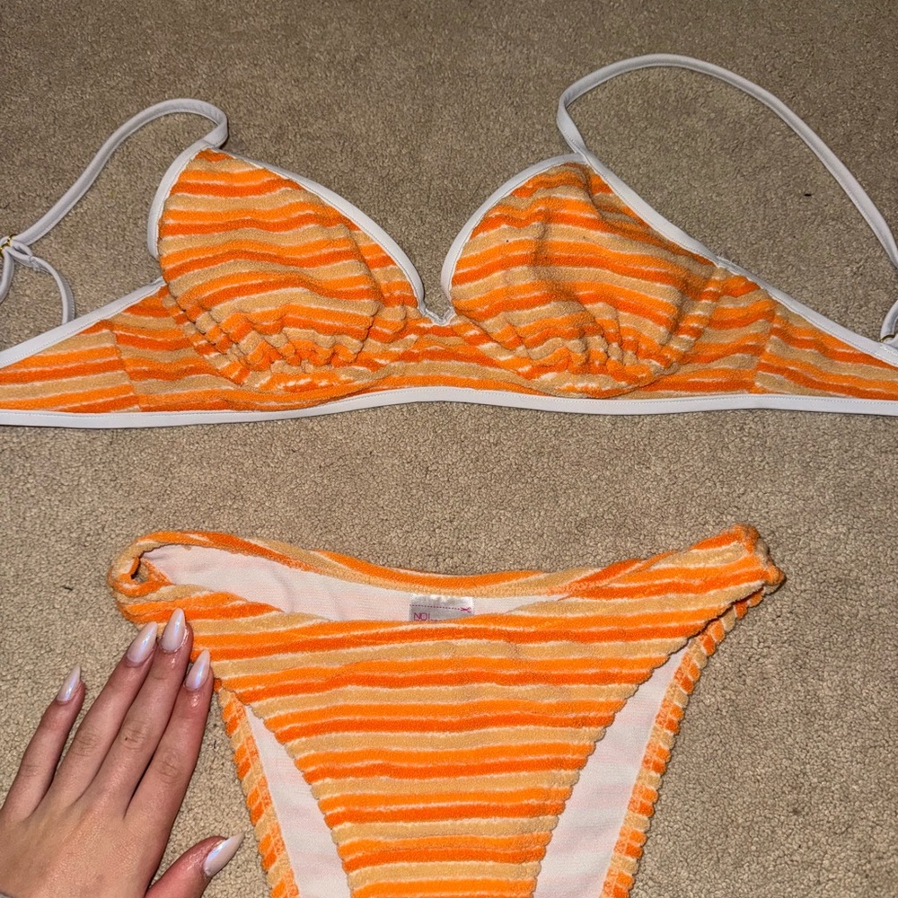 Orange Striped Bikini and Red bikini Set